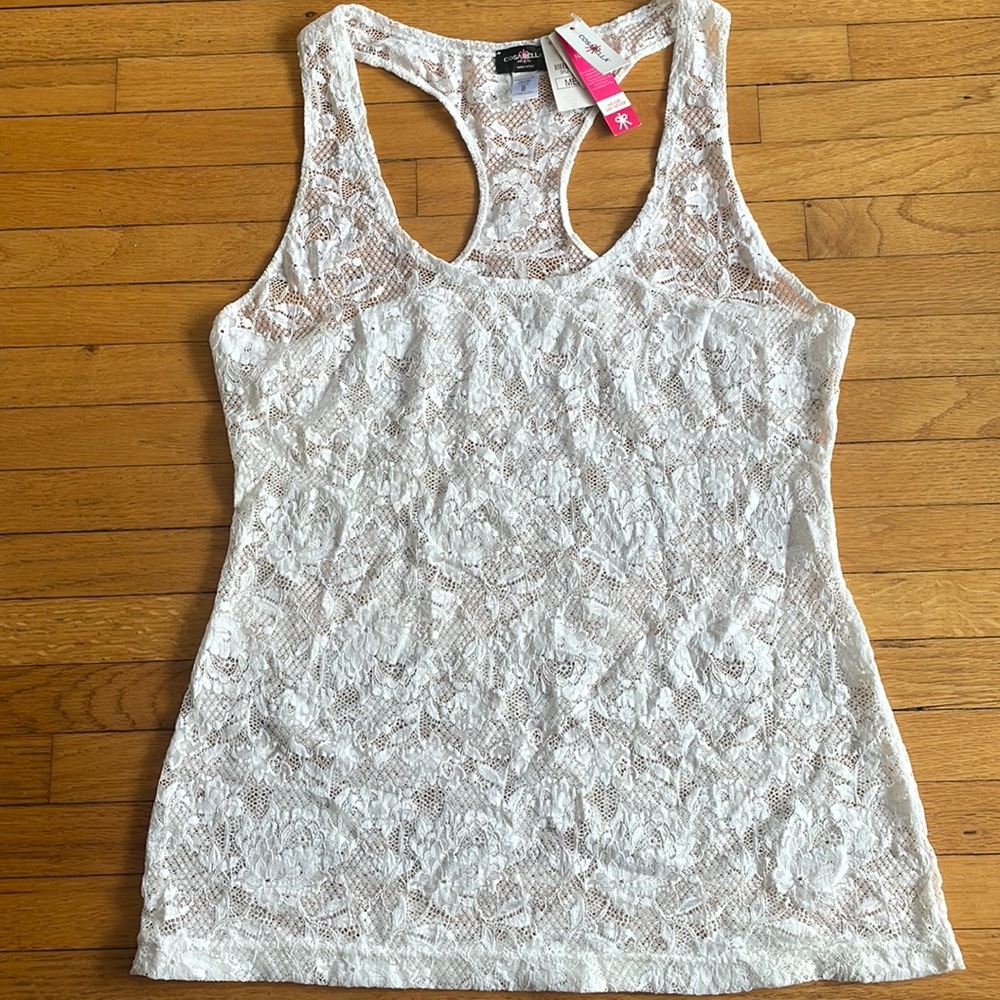 Cosabella Never Say Never White Lace Sheer Racerback Camisole - NWT